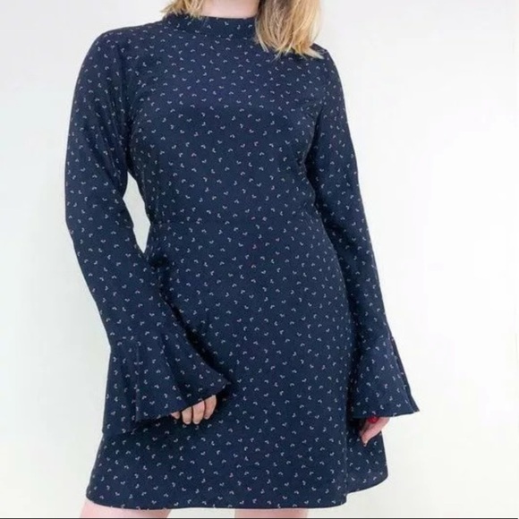 J.O.A Navy Mockneck Dress Size Small - Picture 2 of 8